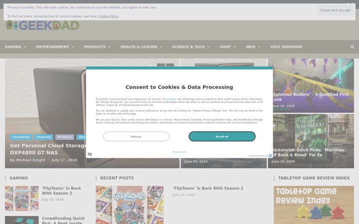 Screenshot of geekdad.com