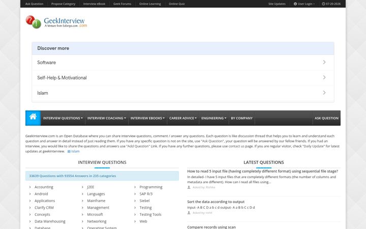 Screenshot of geekinterview.com