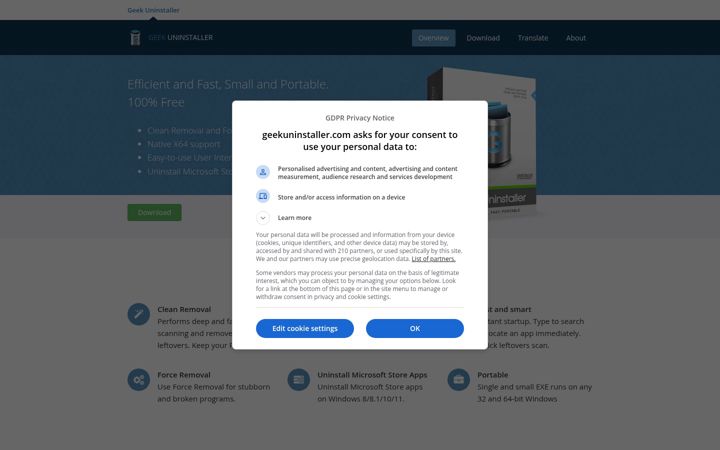 Screenshot of geekuninstaller.com
