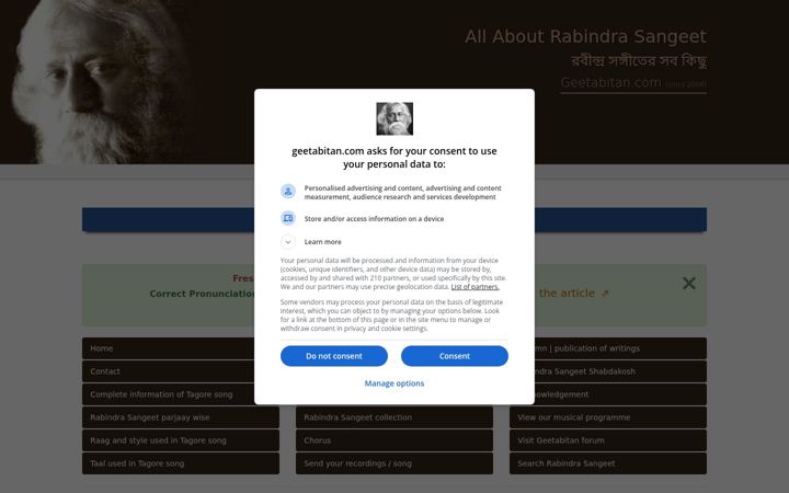 Screenshot of geetabitan.com