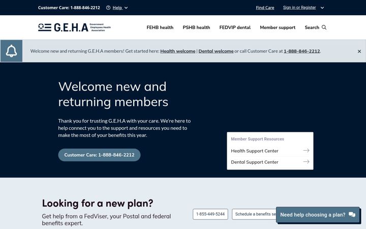Screenshot of geha.com