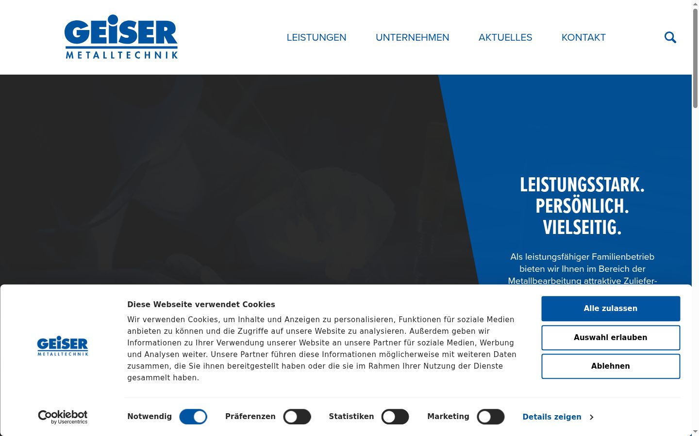 Screenshot of the consent banner shown before any interaction