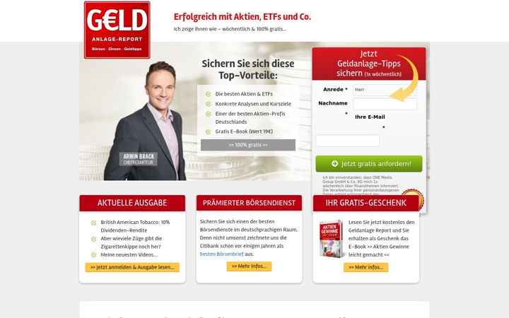 Captură de ecran a geldanlage-report.de