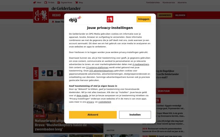 Screenshot stránky gelderlander.nl