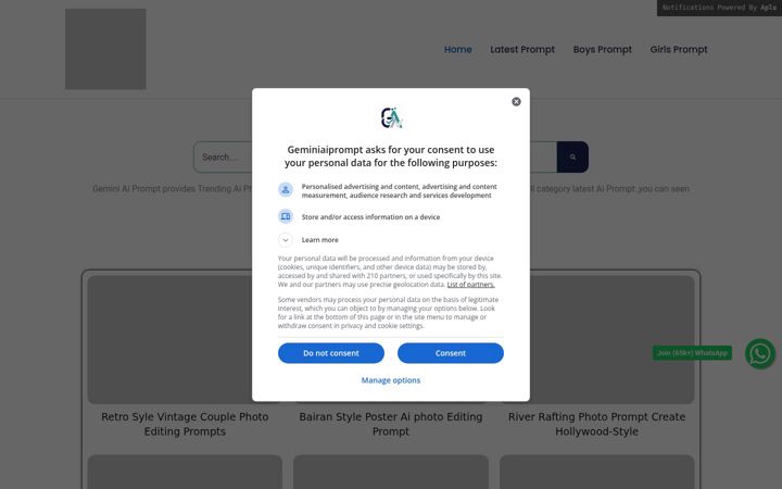 Screenshot of geminiaiprompt.in