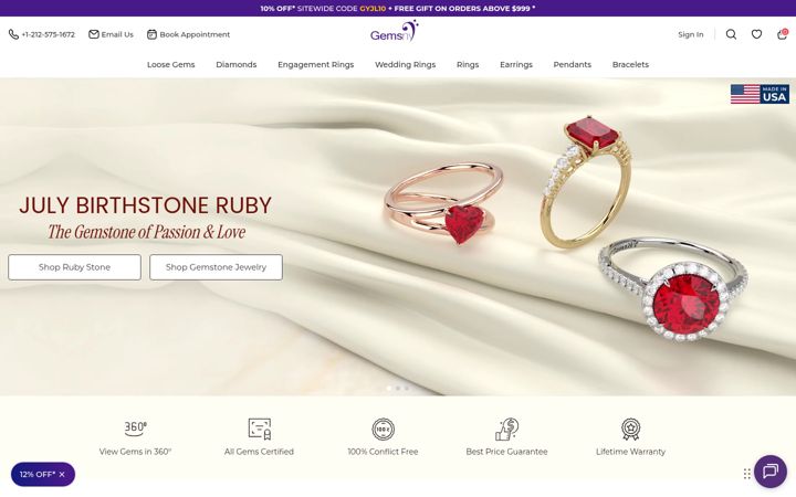 Screenshot of gemsny.com