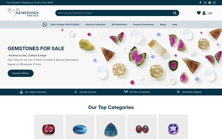 Screenshot of gemstonesforsale.com
