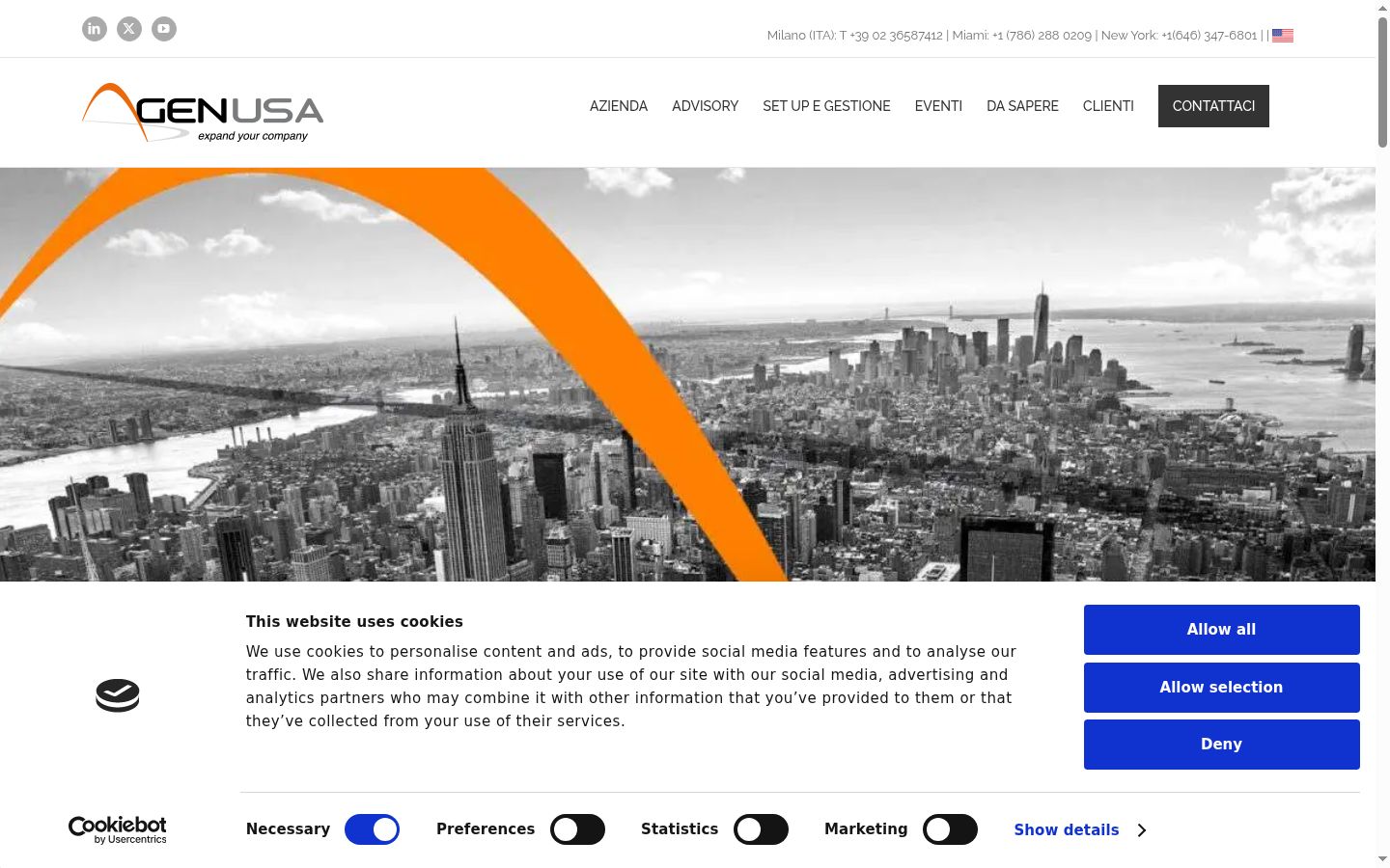 Screenshot del banner di consenso mostrato prima di qualsiasi interazione