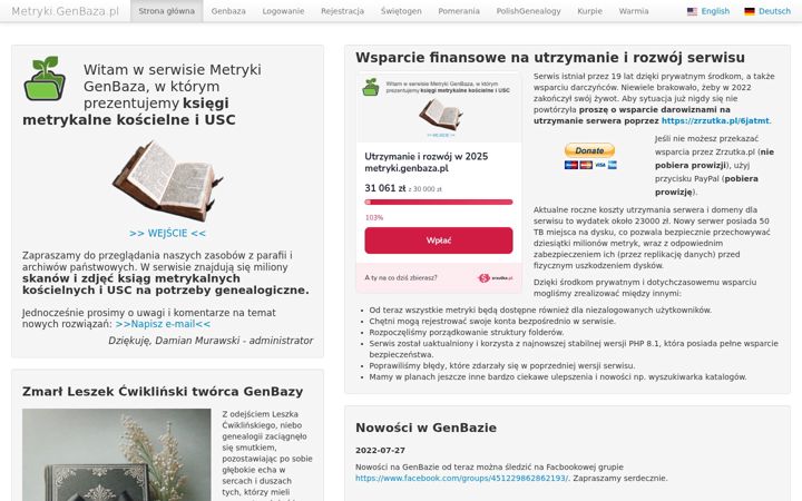 Screenshot of genbaza.pl