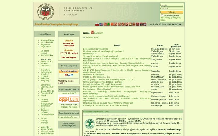 Screenshot of genealodzy.pl