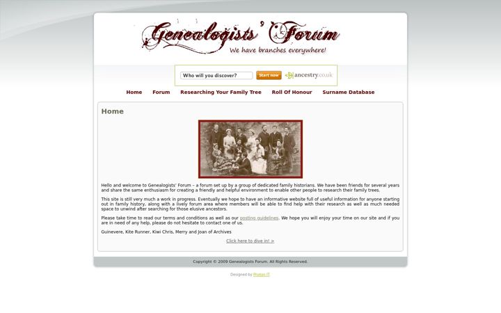 Screenshot ta' genealogistsforum.co.uk