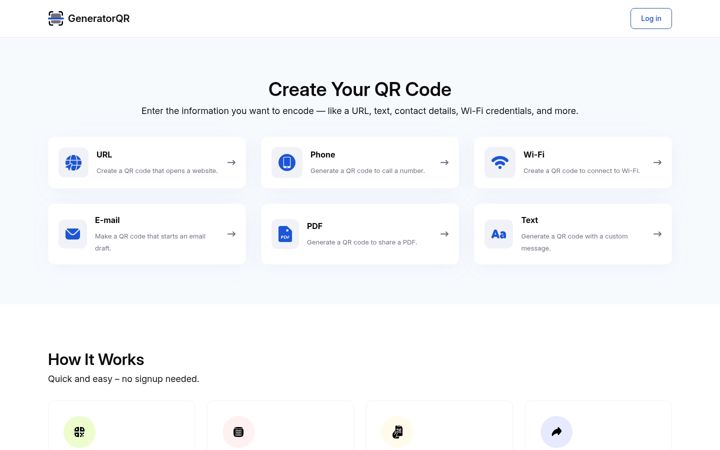 Screenshot of generatorqr.com
