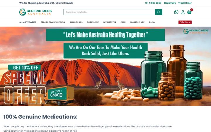 Screenshot of genericmedsaustralia.com