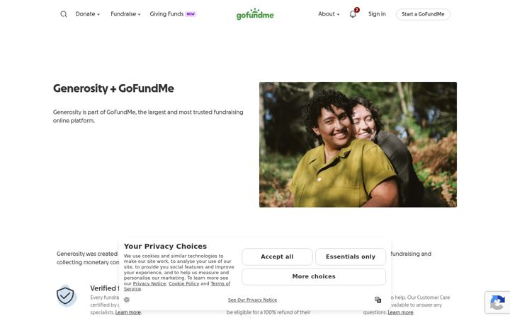 Screenshot of generosity.com