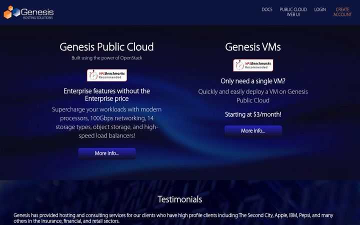 Snimka zaslona za genesishosting.com