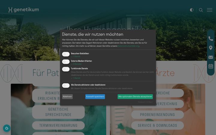 Screenshot of genetikum.de