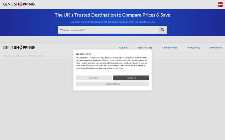 Screenshot of genieshopping.com