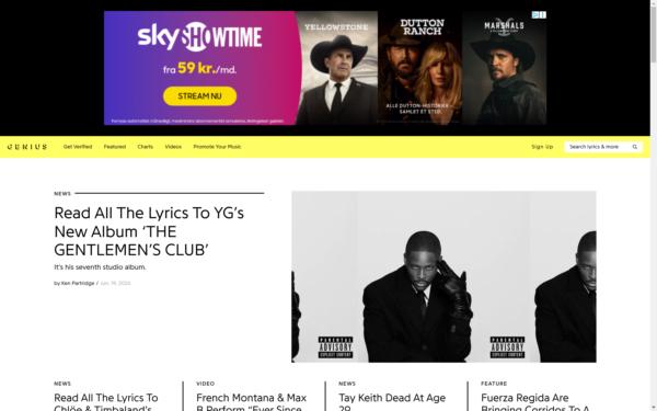 Screenshot of genius.com