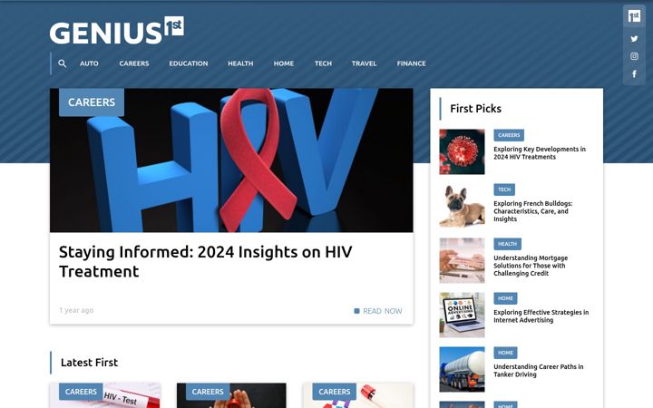 Screenshot of genius1st.com