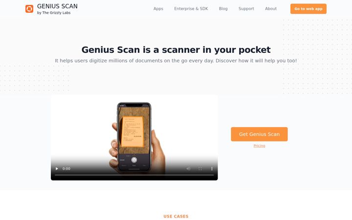 Screenshot of geniusscan.com