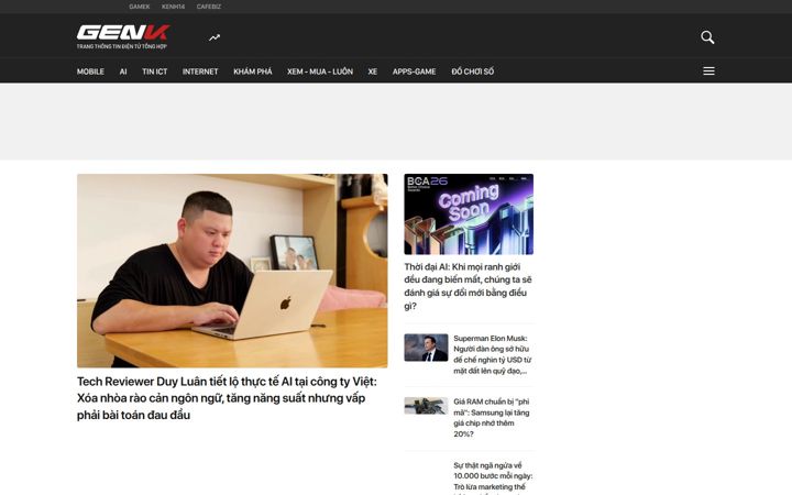Screenshot of genk.vn
