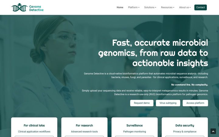 Screenshot of genomedetective.com