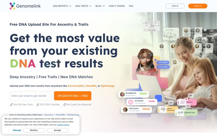 Screenshot of genomelink.io