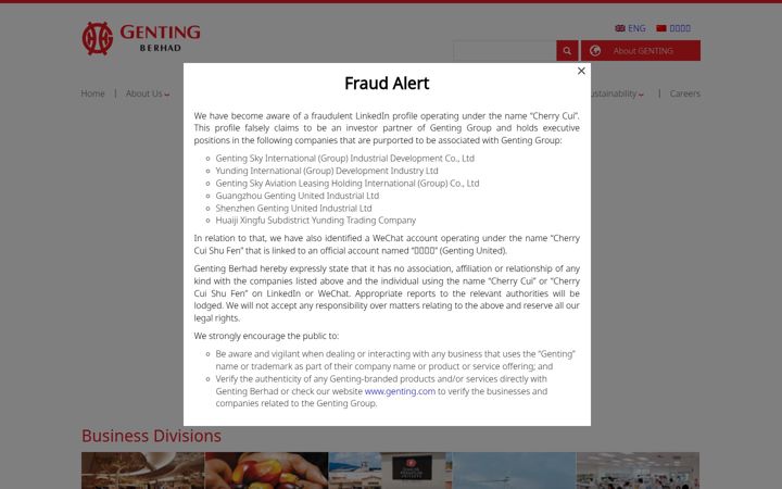 Screenshot of genting.com