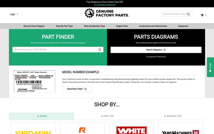 Zrzut ekranu genuinefactoryparts.com