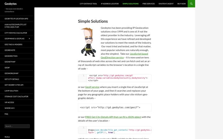Screenshot ta' geobytes.com