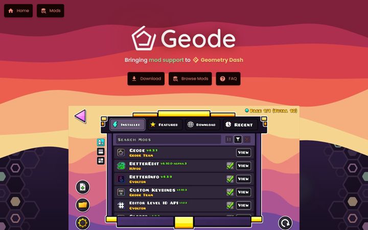 Screenshot of geode-sdk.org
