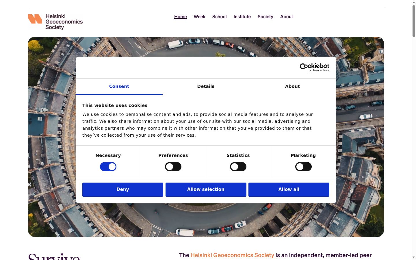 Screenshot del banner di consenso mostrato prima di qualsiasi interazione