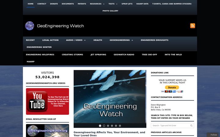 Screenshot of geoengineeringwatch.org