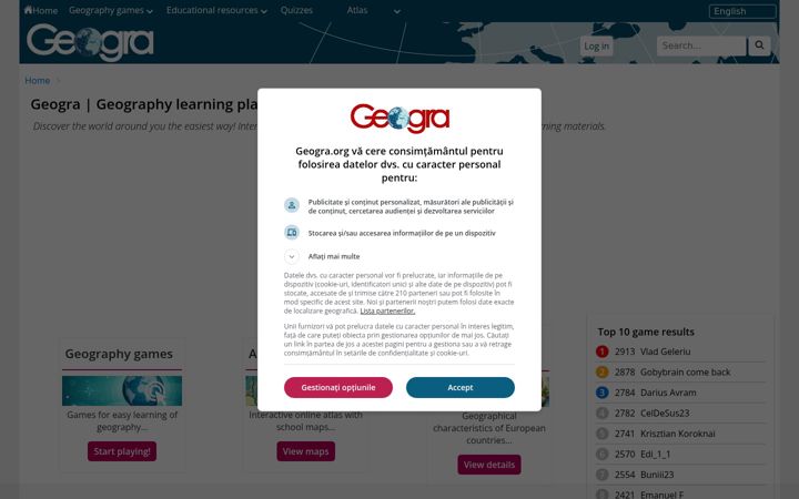 Snimka zaslona za geogra.org