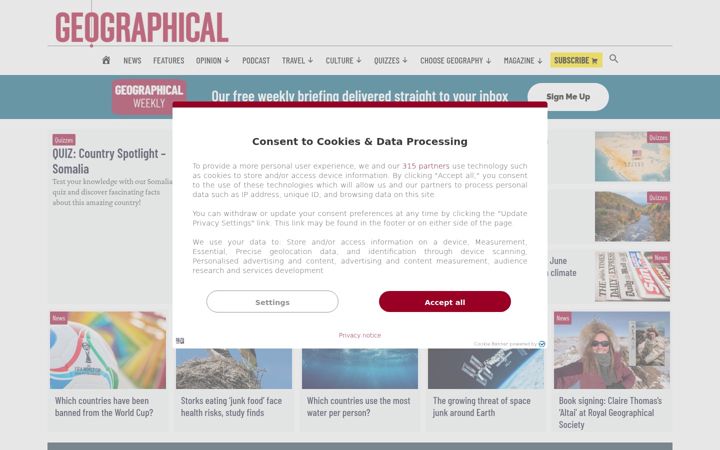 Screenshot of geographical.co.uk