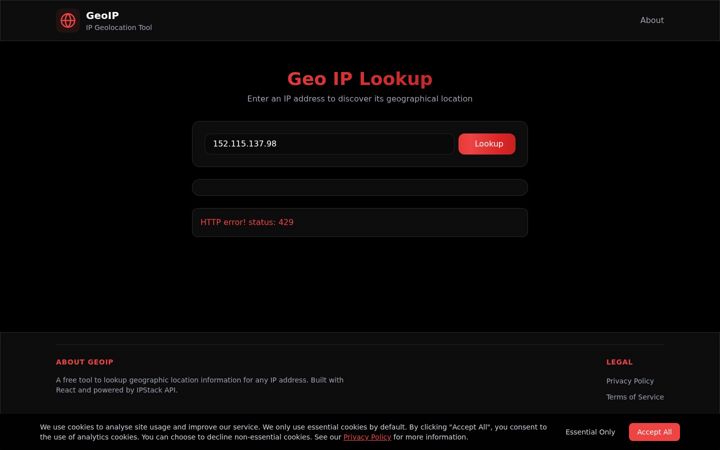 Screenshot ta' geoip.co.uk