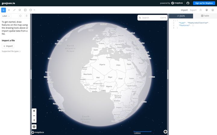 Screenshot of geojson.io