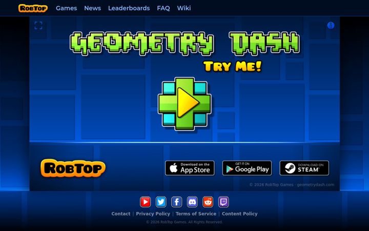 Screenshot of geometrydash.com