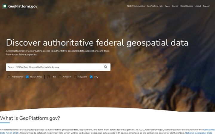 Screenshot of geoplatform.gov