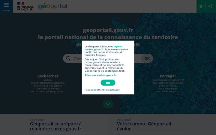 Screenshot of geoportail.gouv.fr