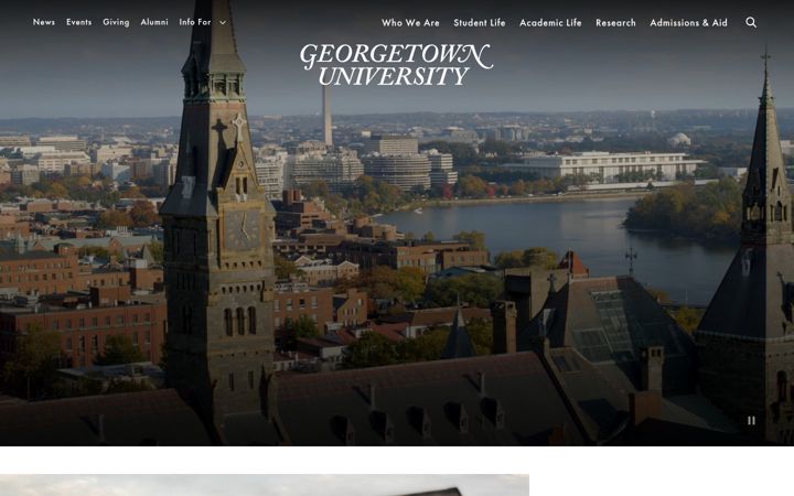 Snímek obrazovky georgetown.edu