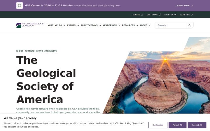 Screenshot of geosociety.org