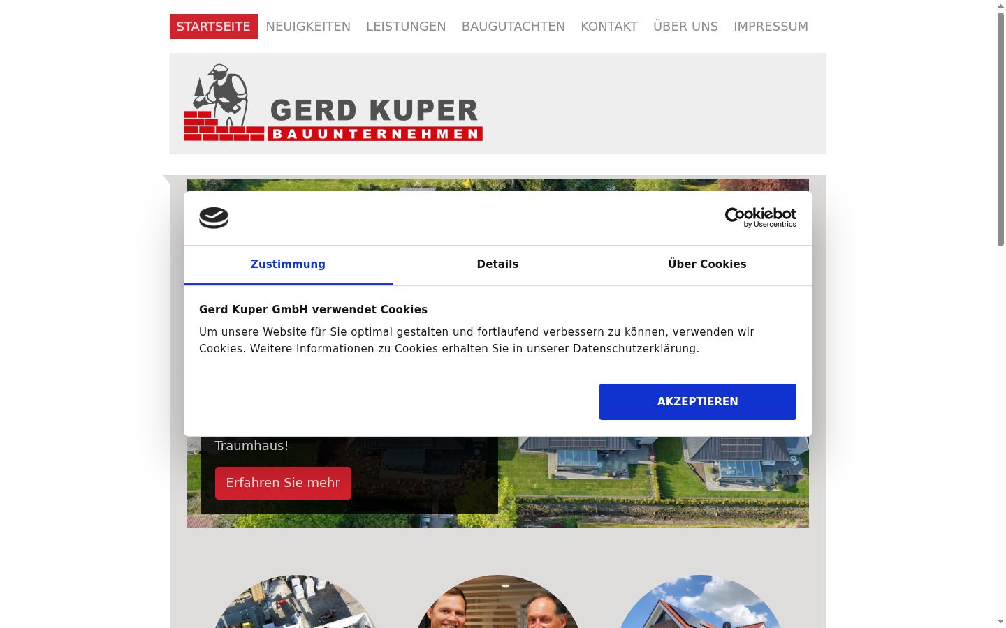 Screenshot des Einwilligungsbanners vor jeglicher Interaktion