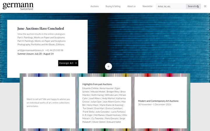 Screenshot of germannauktionen.ch