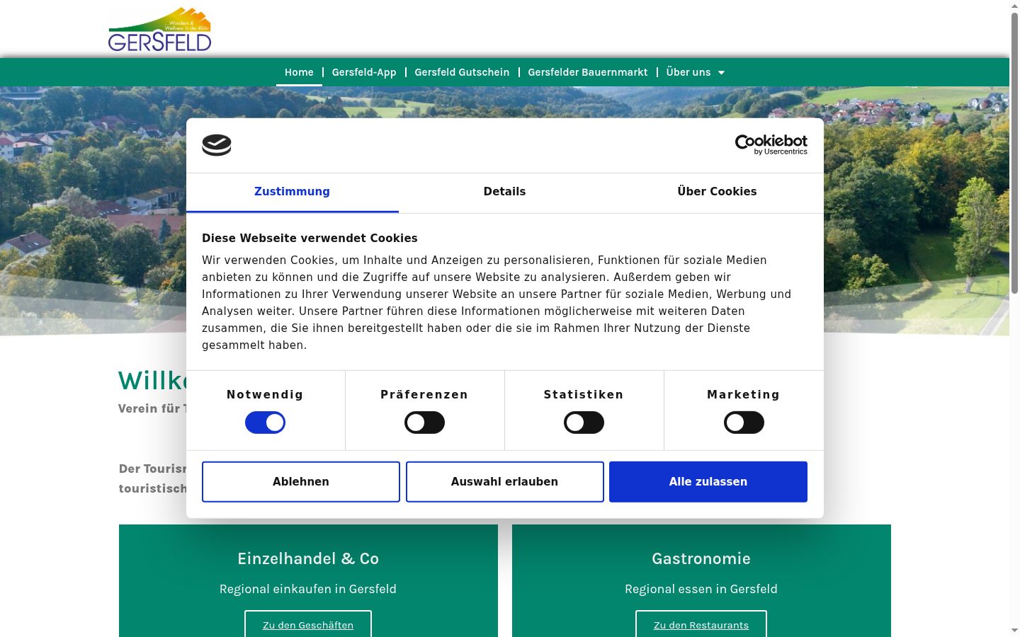 Screenshot του banner συγκατάθεσης που εμφανίστηκε πριν από οποιαδήποτε αλληλεπίδραση