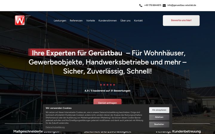 Screenshot stránky geruestbau-wisotski.de