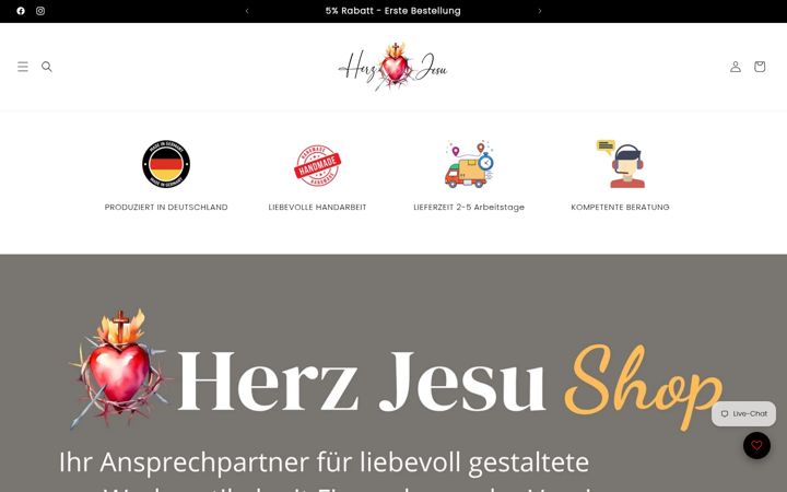 Skärmbild av geschenkidee-herzjesu.shop