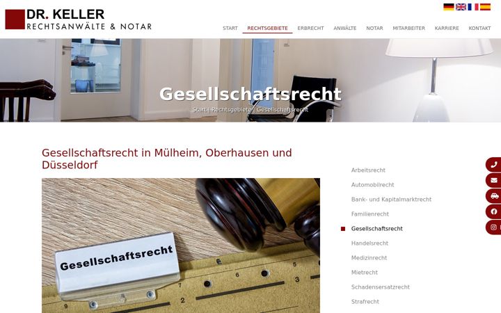 Posnetek zaslona gesellschaftsrecht-muelheim.de