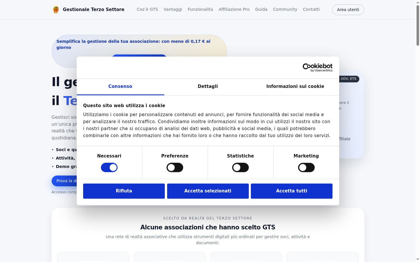 Screenshot des Einwilligungsbanners vor jeglicher Interaktion