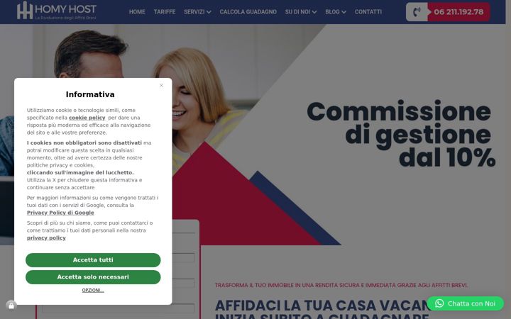 Screenshot of gestionecasevacanzeroma.it